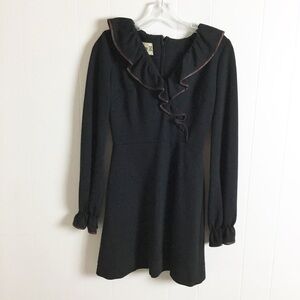 Vintage 80s ACT I New York Black With Maroon Dress - Size 5 Ruffles